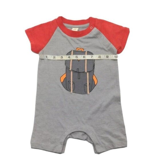 Tucker Tate NORDSTROM Baby Boys Romper Backpack 6 Mo. Red Gray S/S Shorts NEW - Picture 6 of 9